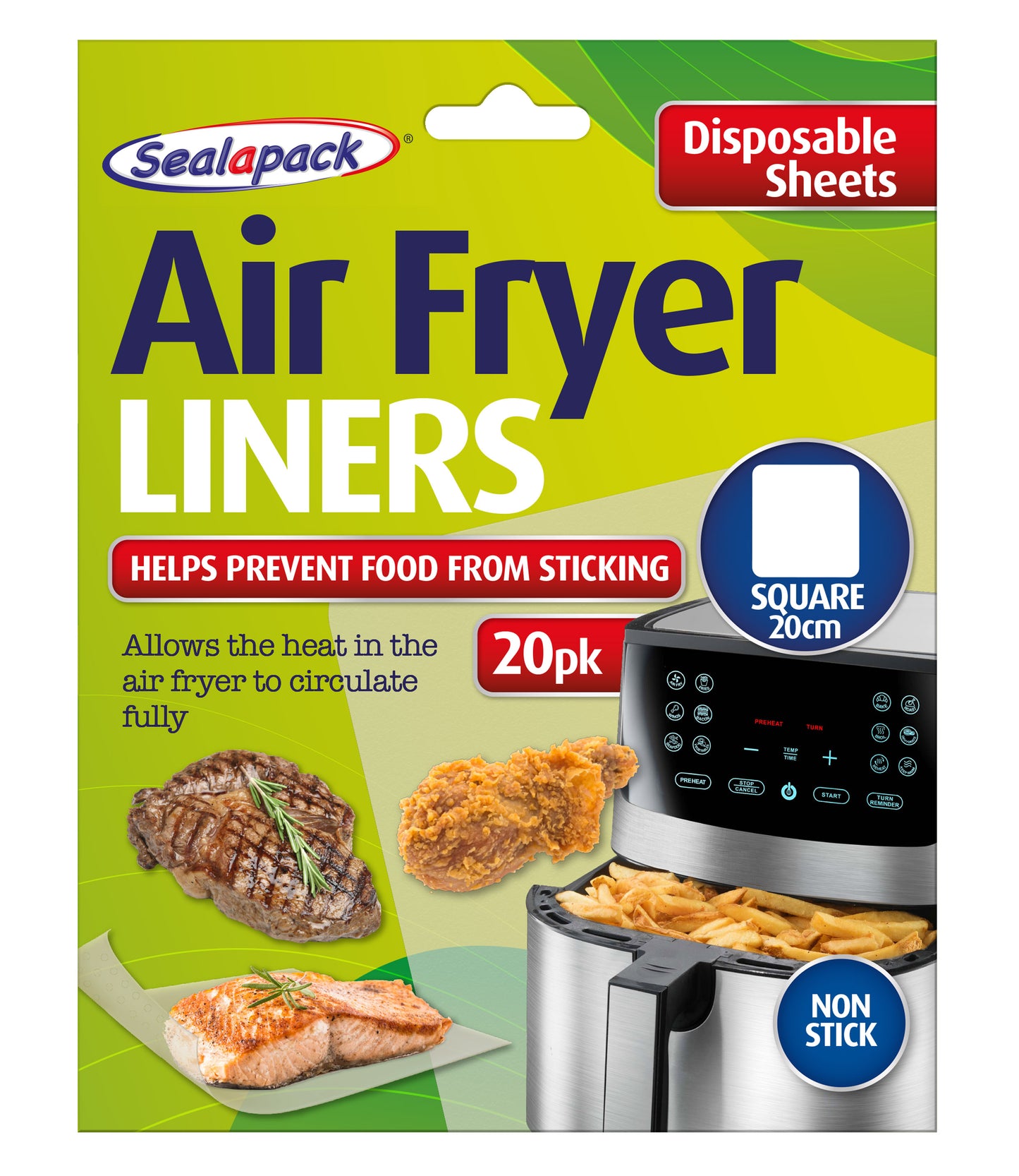 Sealapack Lot de 20 moules carrés jetables pour friteuse à air 20 cm