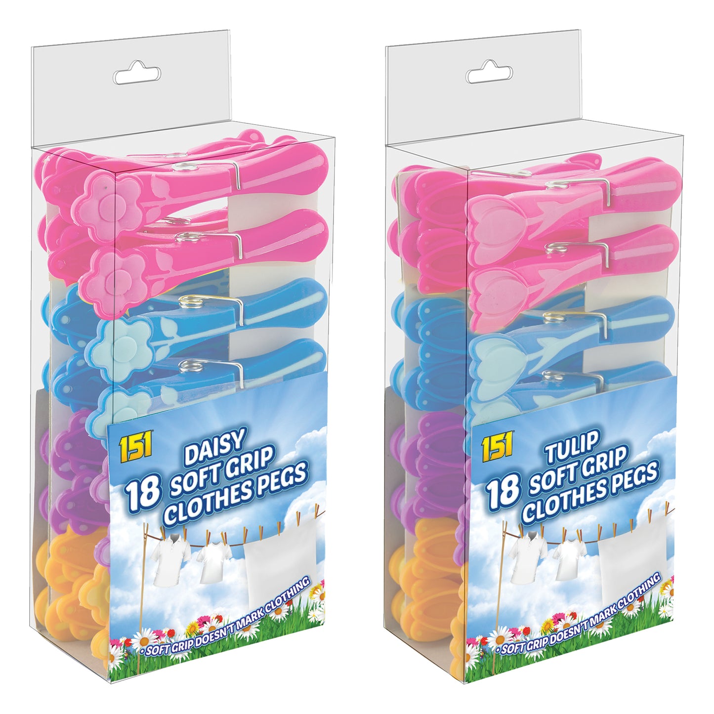 Pinces à linge à prise souple (lot de 18)
