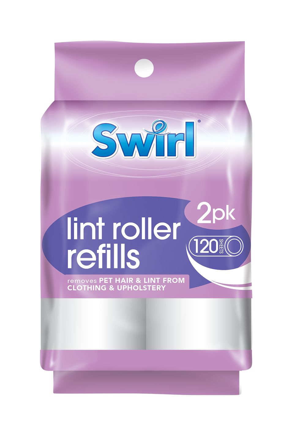Rouleaux Adhésifs Anti-Poils Swirl Blanc Lot de 2 120 Feuilles