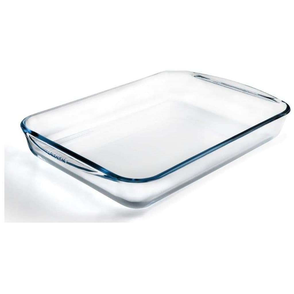 Plat de cuisson rectangulaire en verre Pyrex 3,7 L, transparent, dimensions : 40 x 28 cm