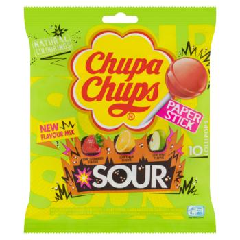 Chupa Chups 10 Sucettes Aigres Saveurs Assorties 120g
