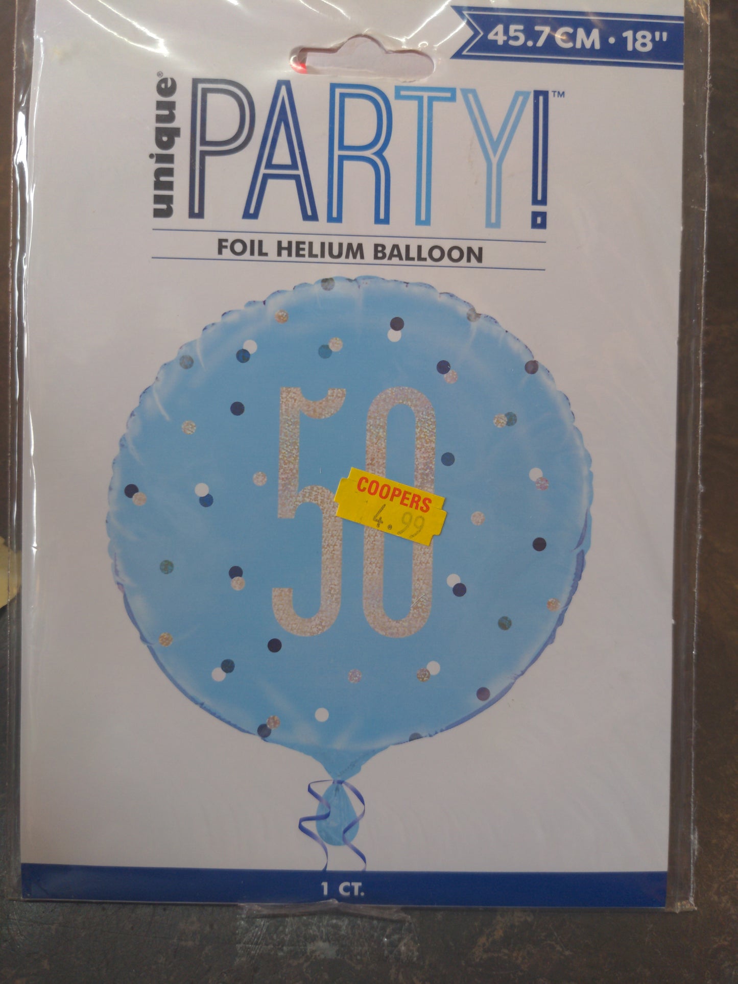 No 50 helium foil Balloon 18in Blue