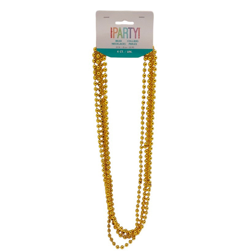 Unique 4 Metallic Bead Necklaces 81cm (32") - Gold