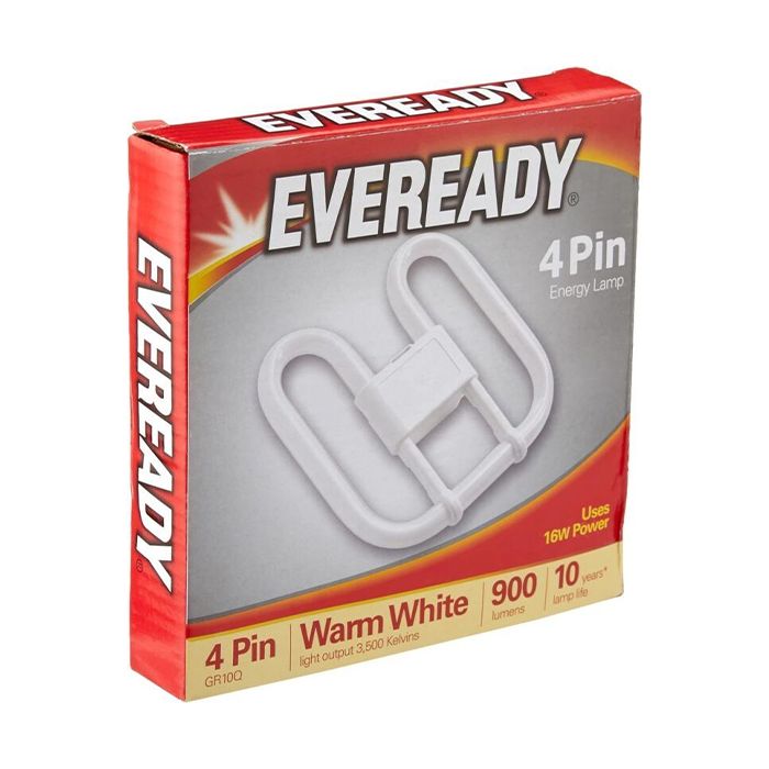 Lampe Eveready basse consommation 2D 240V 16W 4 broches 3 500K (blanc chaud)