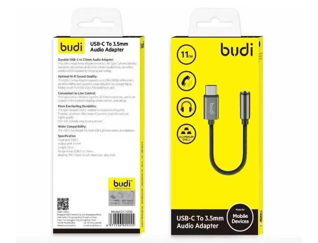BUDI USB-C to 3.5mm Audio Adapter