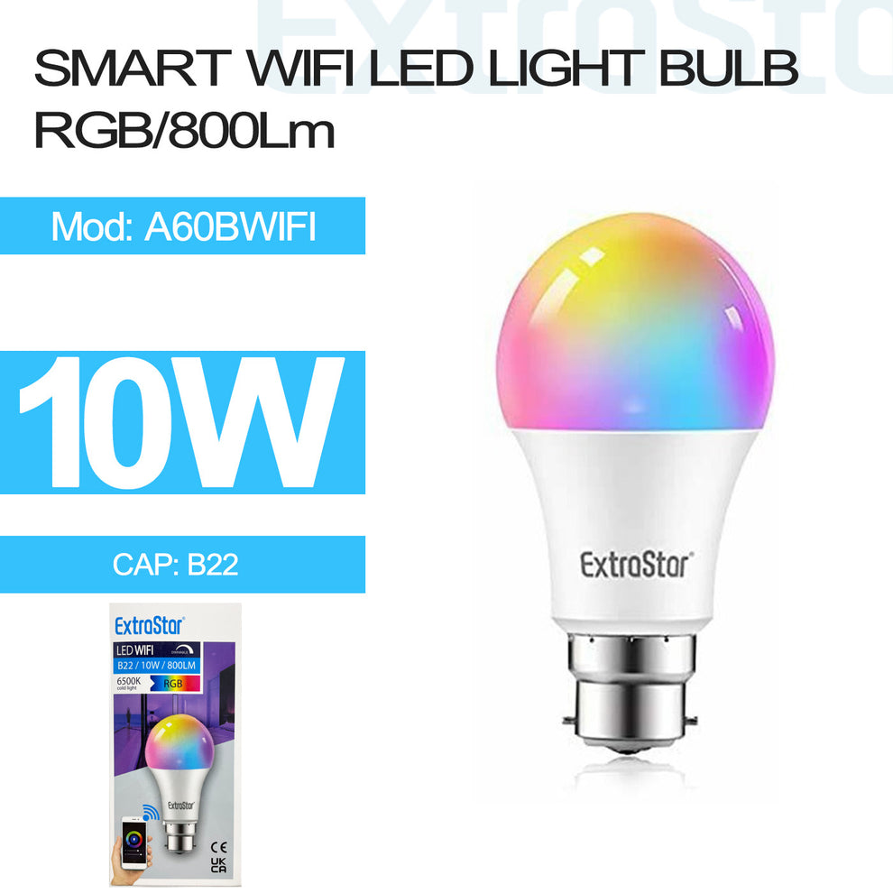 Extrastar
Ampoule LED RVB 10W B22 (A60BWIFI)