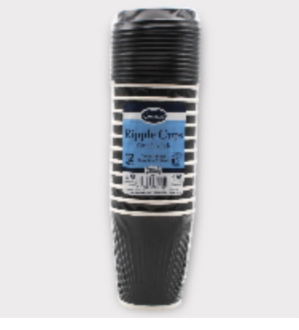 12pk Ripple 8oz Coffee Cup with Black Lid