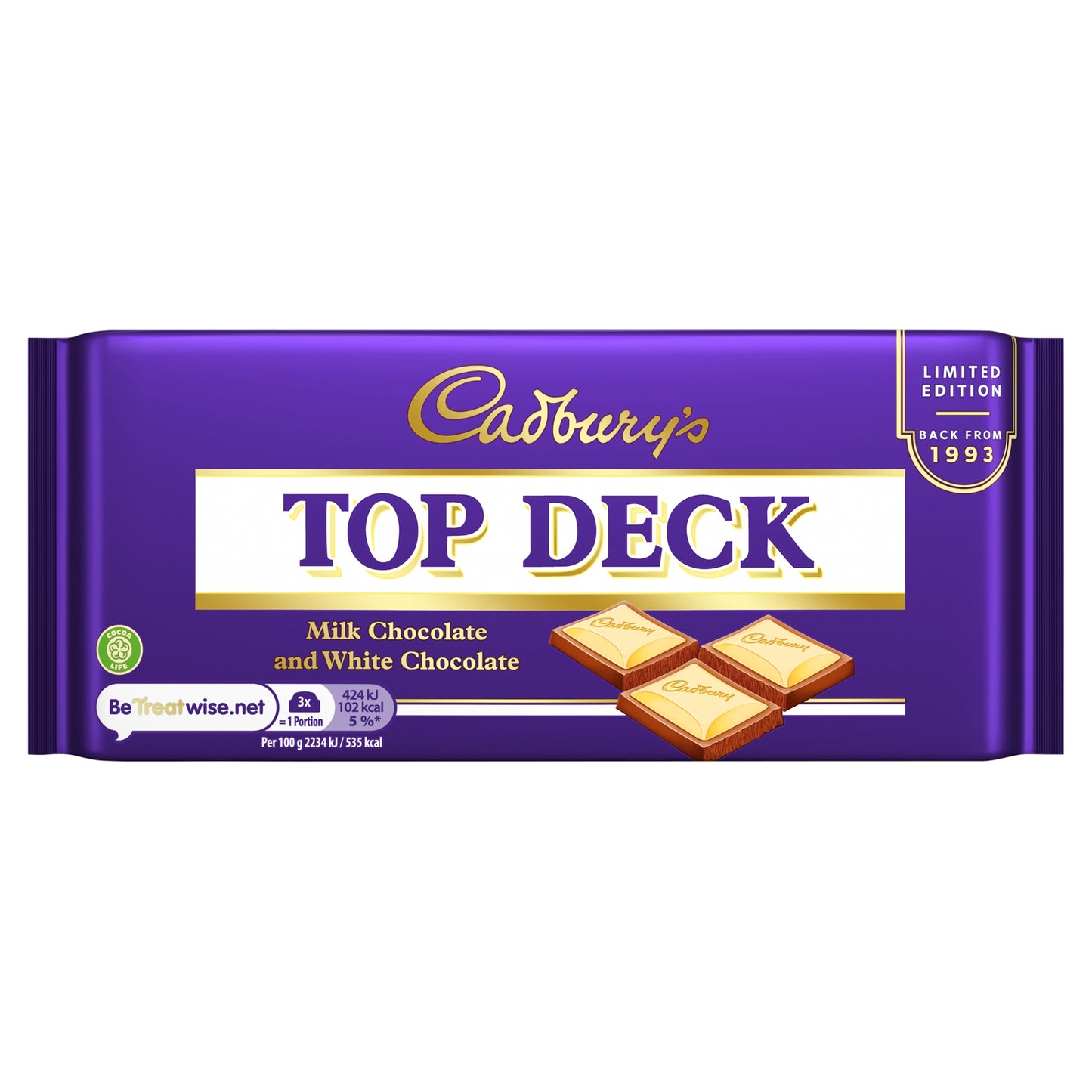 Cadbury Top Deck Milk Chocolate and White Chocolate 95g