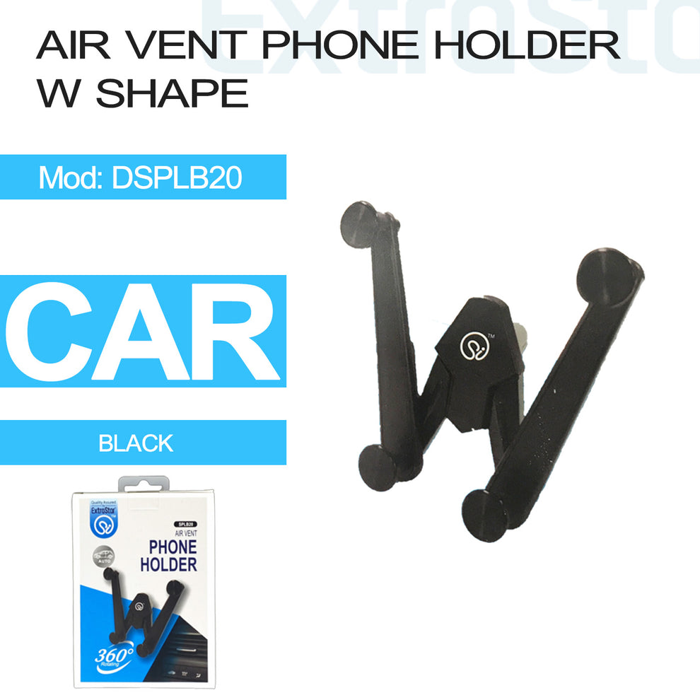 Extrastar Air Vent Universal Phone Holder, W Shape, Black (DSPLB20)