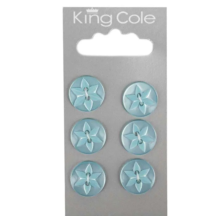 KING COLE Round Flower Effect Buttons – Blue (Medium)