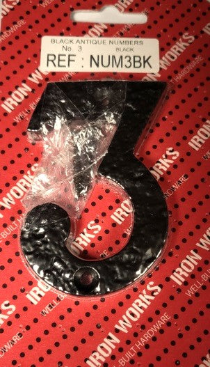 NUM3BK - Black Antique Numeral - 3 (75mm)