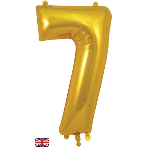 Giant No 7 Gold Helium Foil Balloon 34 in