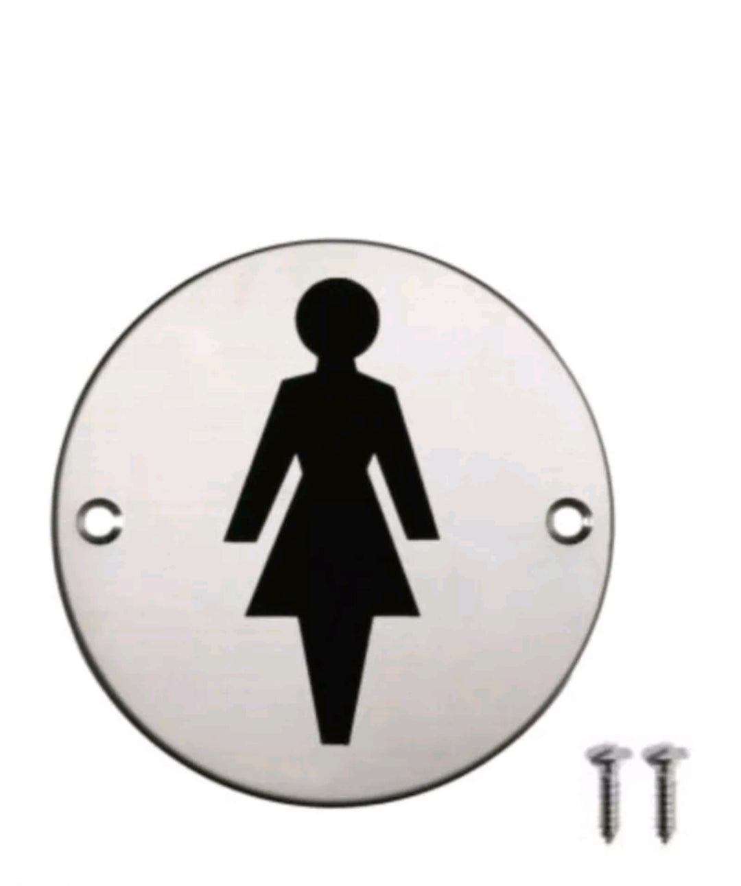 BLACKSPUR Plaques de porte de toilettes WC en aluminium pour femmes 75 mm avec symbole et vis