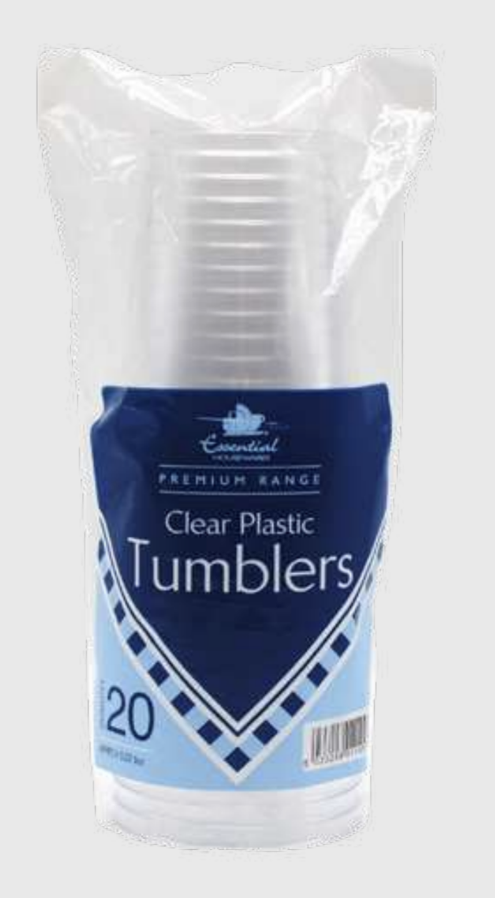 ESSENTIAL CLEAR PLASTIC 10OZ TUMBLER 20PC