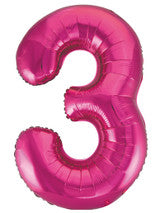 Giant No 3 Pink Helium/ Air Foil Balloon L40in