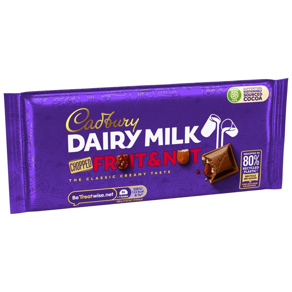 Cadbury Dairy Milk Fruit and Nut Chopped Chocolate Bar 95g