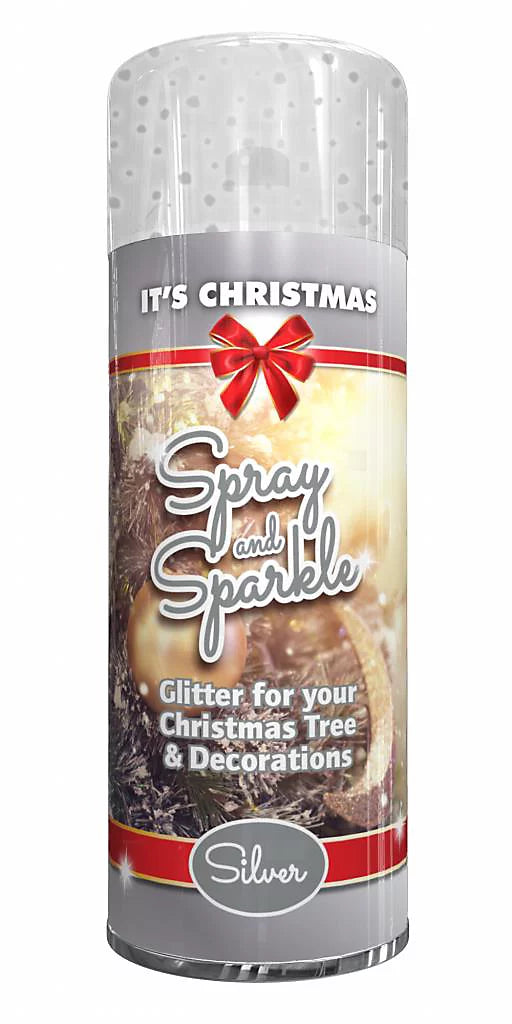Silver Glitter Spray & Sparkle Christmas Tree Decorations 200ml