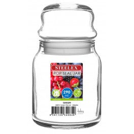 0.29Lt Pop Glass Storage Jar Steelex