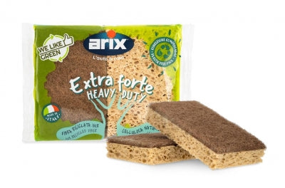 Arix On aime le vert Lot de 2 Éponges à Récurer en Cellulose Ultra Résistantes