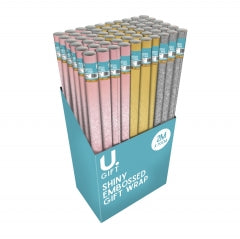 Cross-hatch Embossed Metallic G&S Giftwrap Roll size 2m x 70cm Assorted