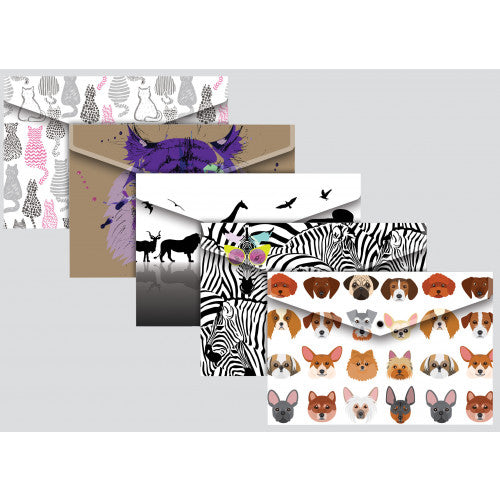Portefeuilles à clous motifs animaux A4+ assortis