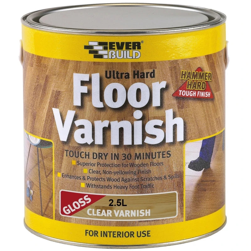 Everbuild Ultra Hard 2.5 Litre Floor Varnish Clear Gloss