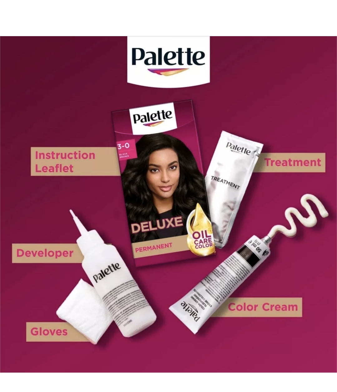 Palette Deluxe Permanent Hair Dye Black Brown 3-0