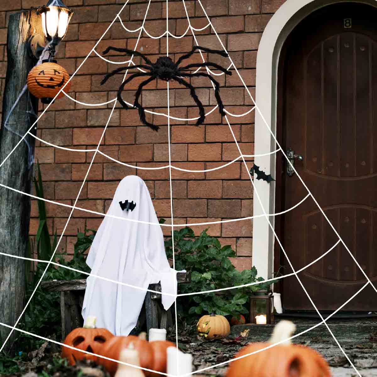 Global Gizmos Giant Halloween Web and Spider Hanging Decorations