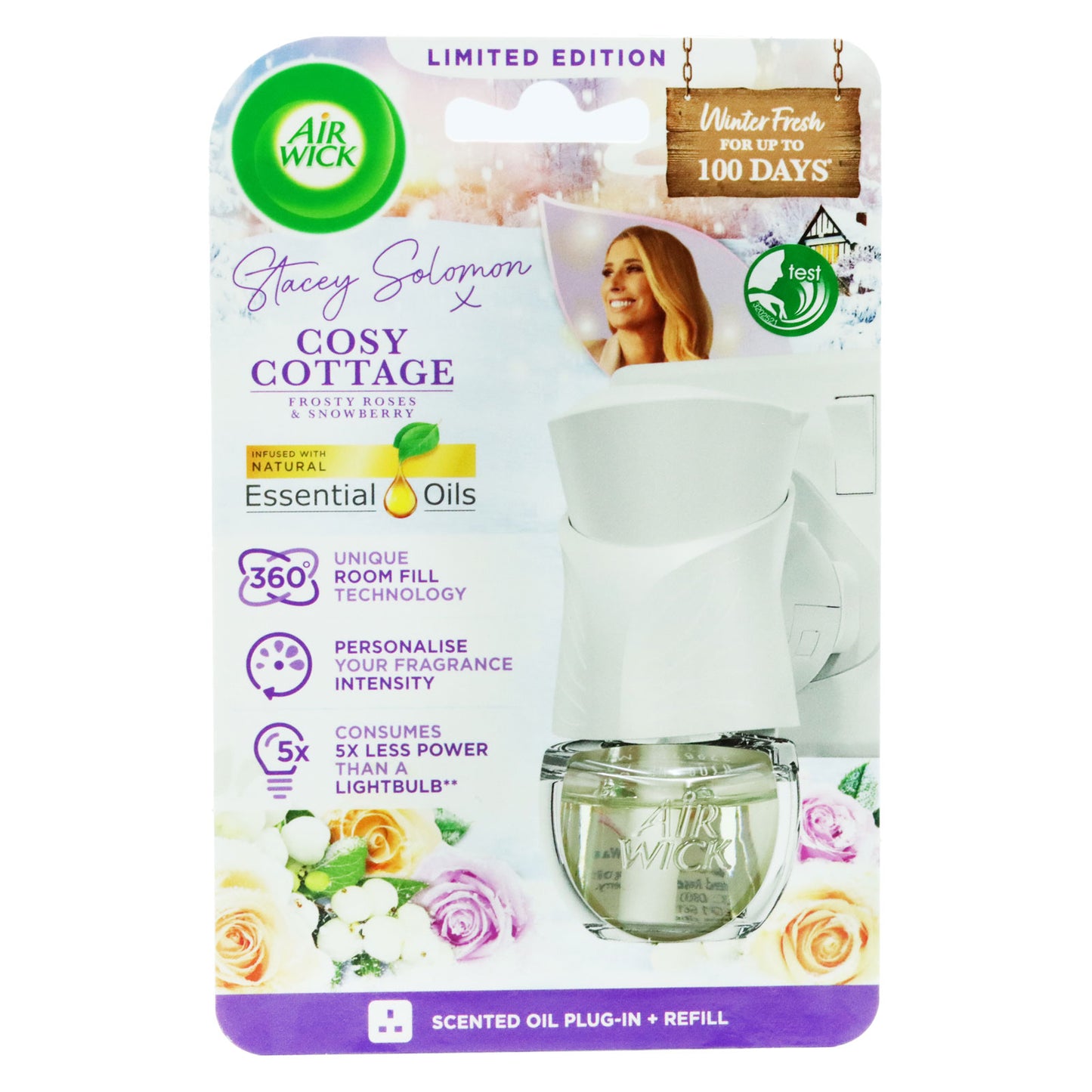 Air Wick Cosy Cottage Frosted Roses & Snowberry Plug-In Diffuser Kit with Refill 19ml