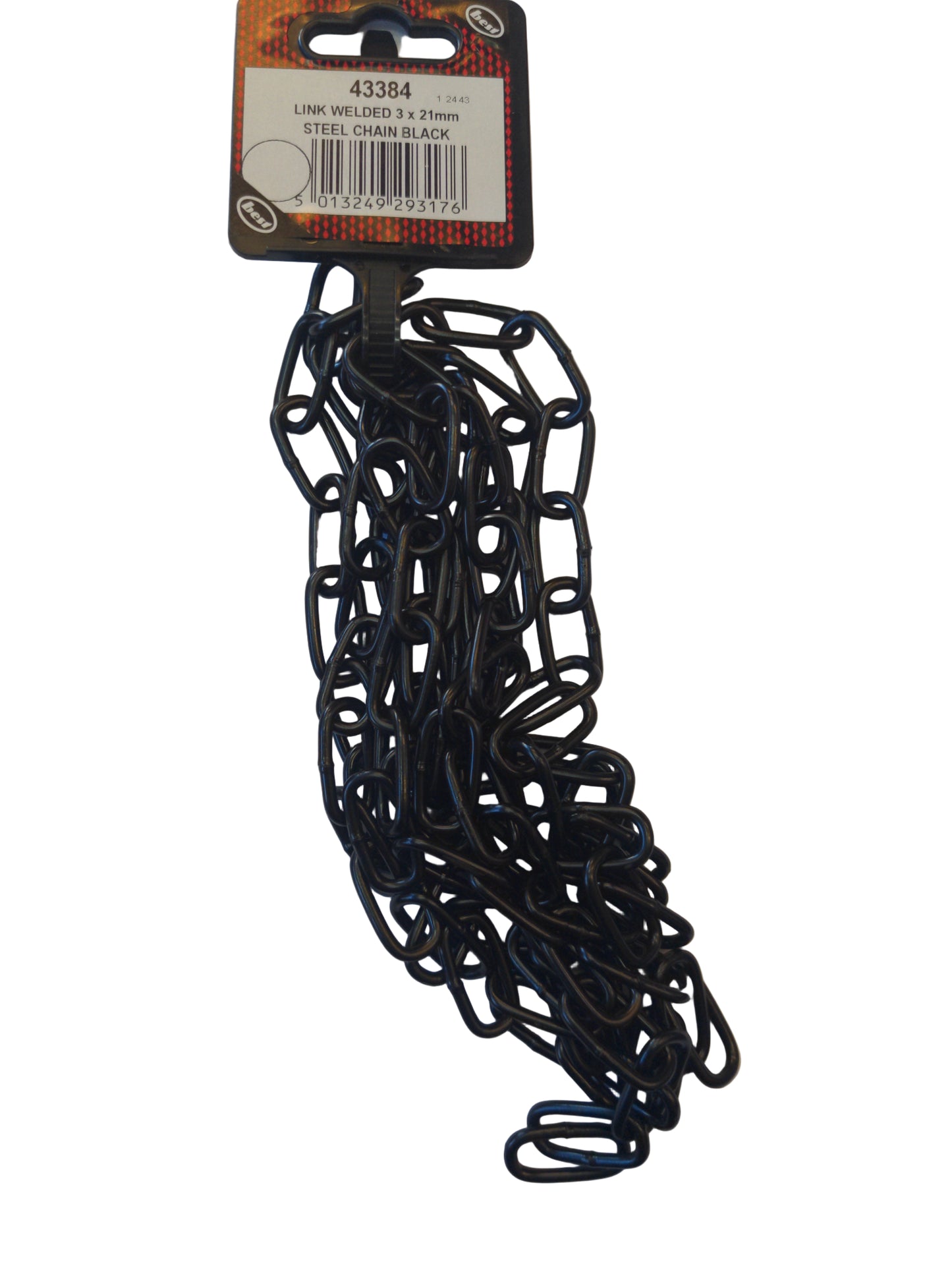 Welded Link Chain, Black Steel 3 x 21mm (2 Metres)