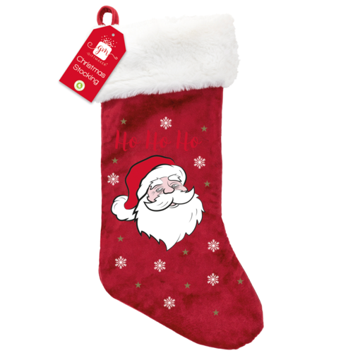 Giftmaker 50cm PLUSH VELVET SANTA PRINT STOCKING