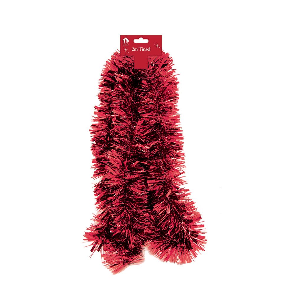 2m Christmas Chunky Tinsel - Red