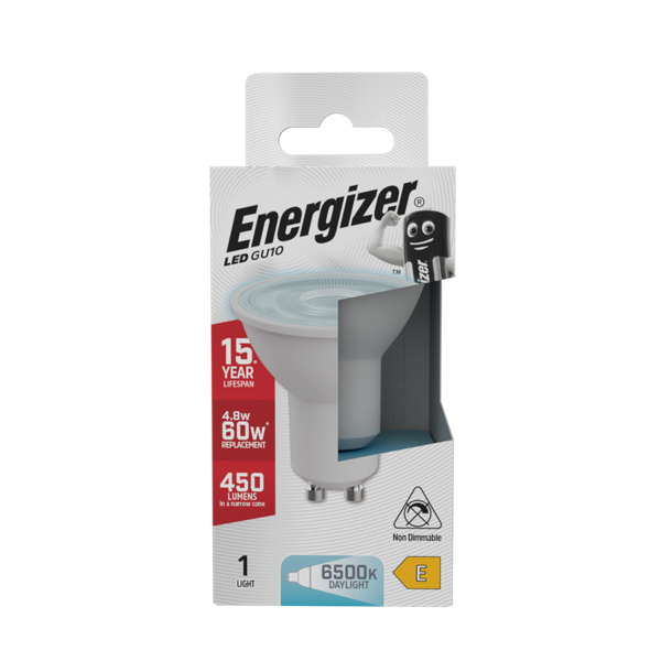 Energizer LED GU10 450lm 4.8W 6,500K (Daylight), Box of 1