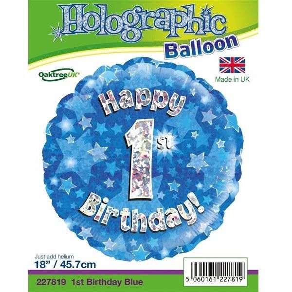 18IN HAPPY 1ST BIRTHDAY BLUE FOIL BALLOON