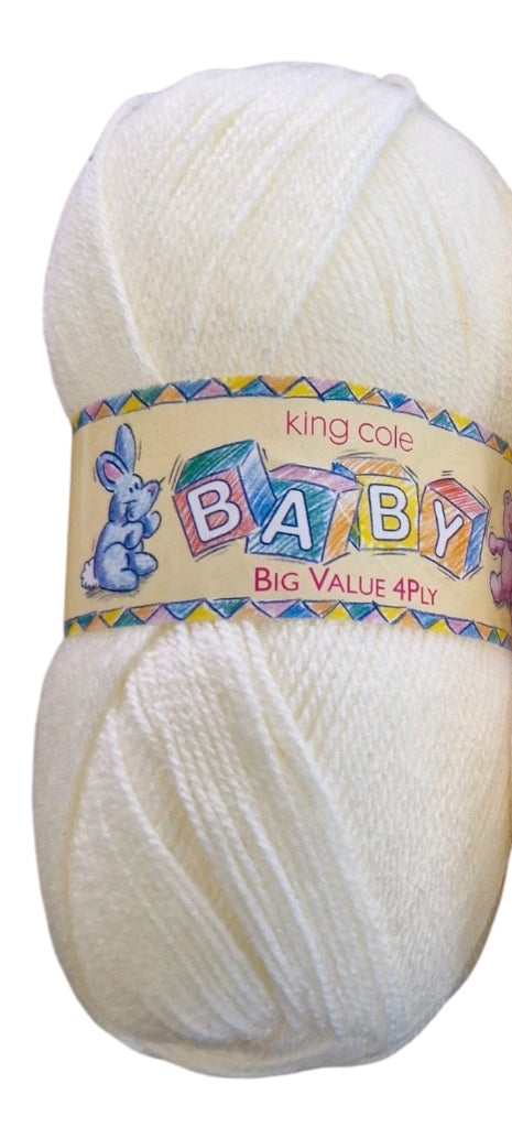 KING COLE BABY 4ply WOOL CREAM 100g