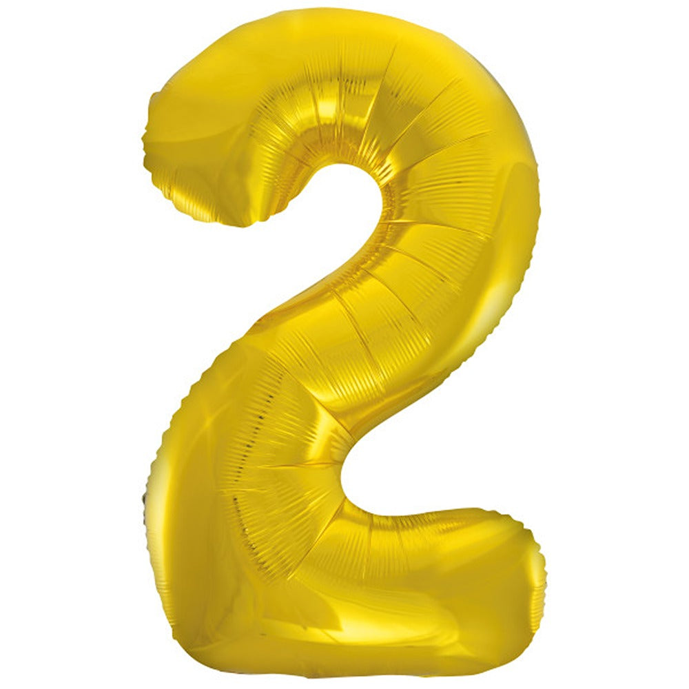Unique 34″ Classic Gold Number 2 Shaped Foil Balloon