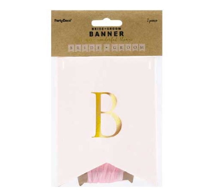 Bride & Groom garland light pink 1.55mx 15cm