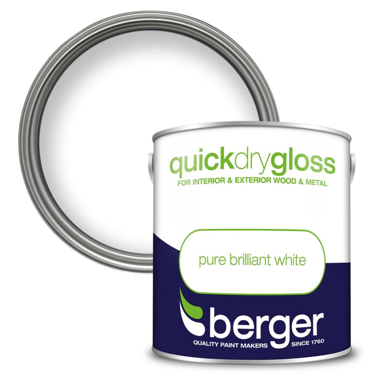 Peinture laque Berger à séchage rapide blanc brillant - 2,5 L