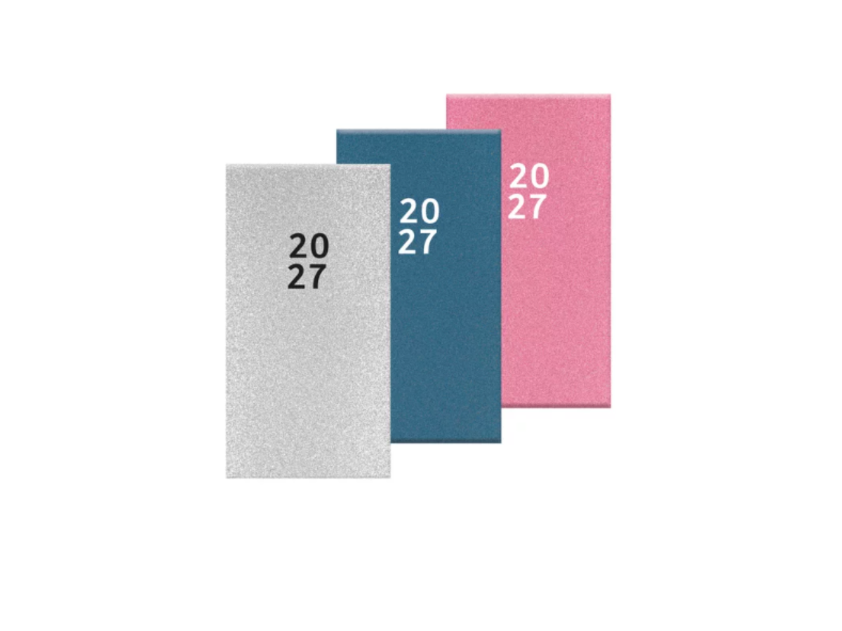 2027 GLITTER WEEK TO VIEW SLIM HARD COVER DIARY ASSORTED COLOURS