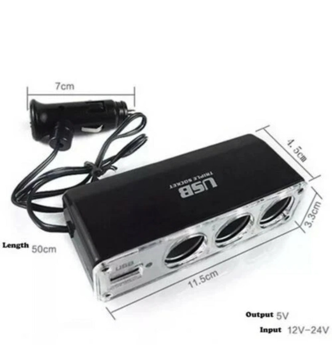 Roadster 12V 24V Volt 1 USB + 3 Multi Socket Car Van HGV Cigarette Lighter Plug Adapter 3