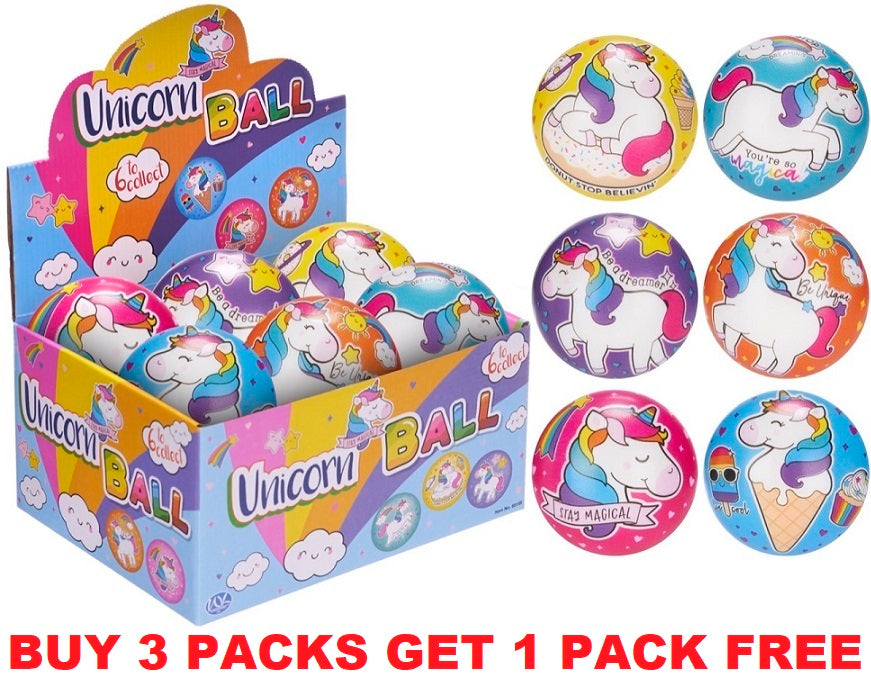 2.5''/6.3cm Unicorn PU Ball 6 Assorted - 65169