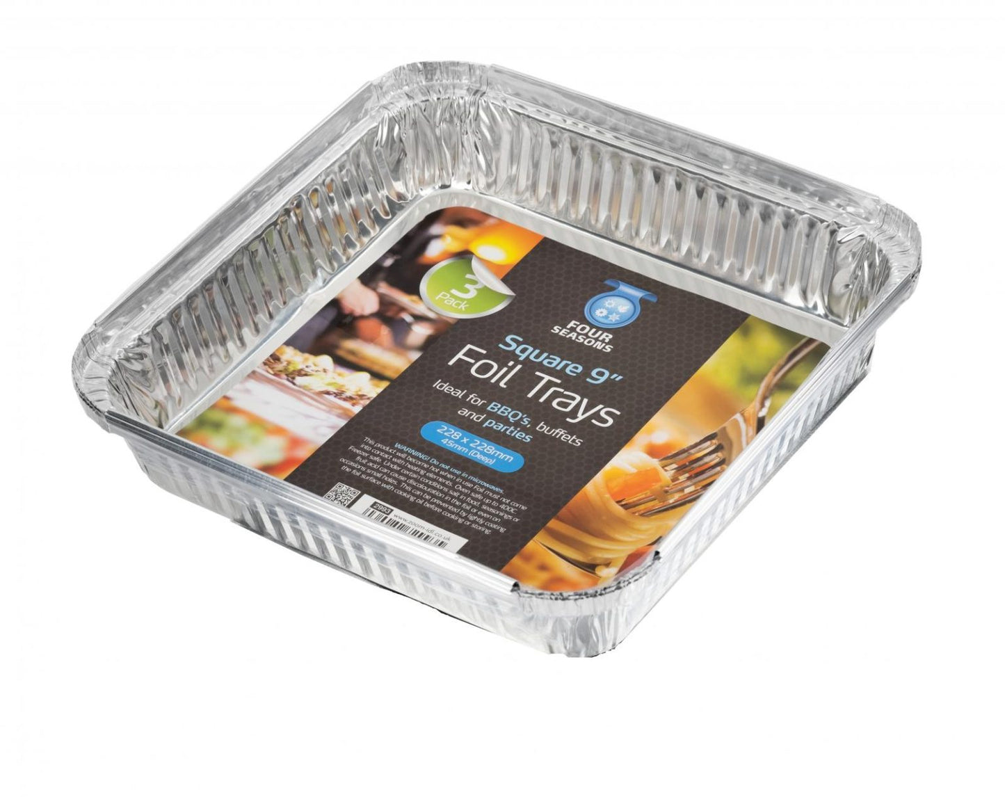 BL- Barquette aluminium carrée 228x228x45mm – Lot de 3