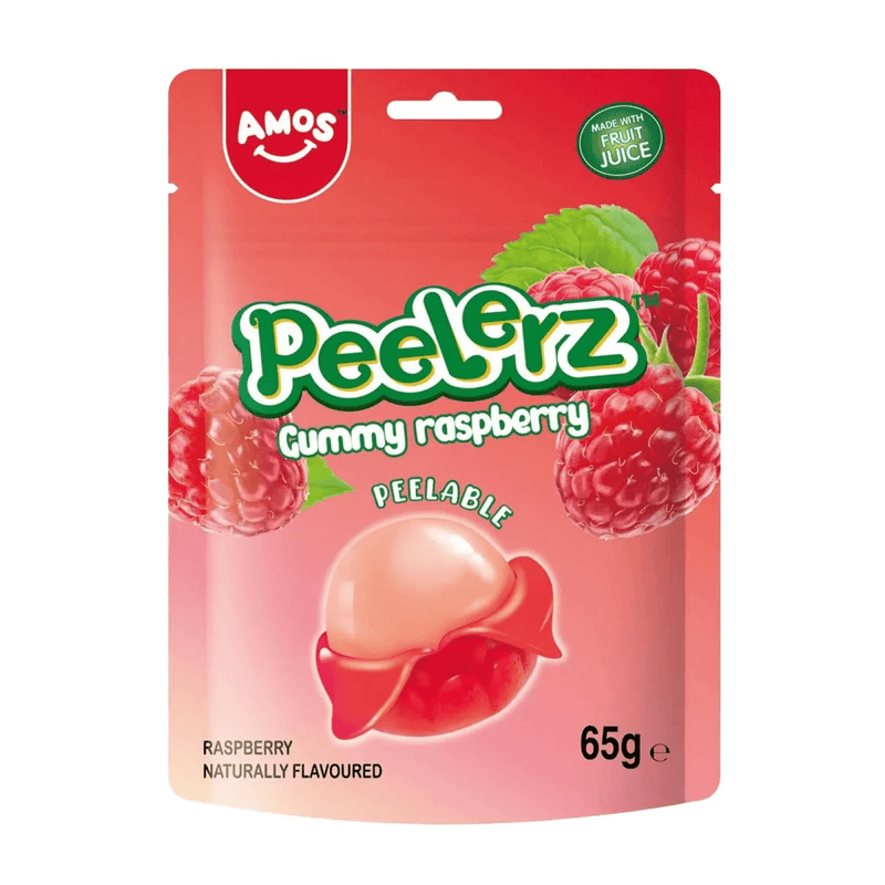 Amos Peelerz Gummy Raspberry Pouch 65g