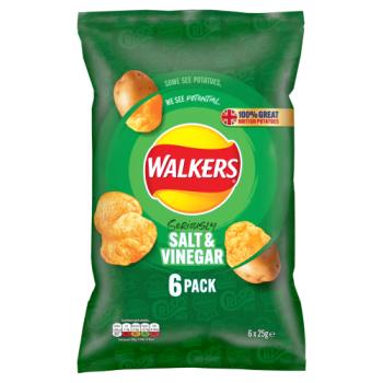 Chips saveur sel et vinaigre Walkers, lot de 6x25g