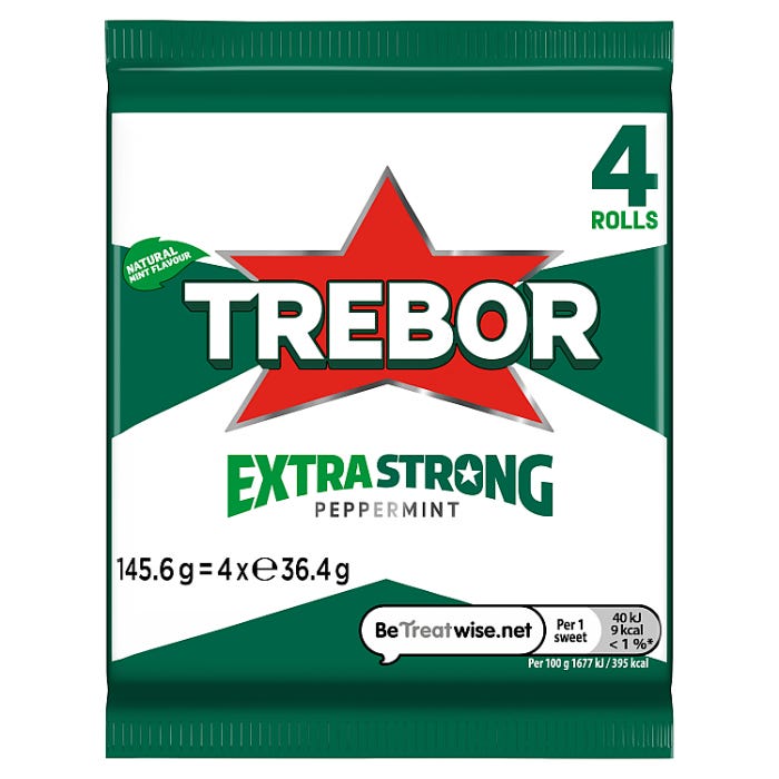 Trebor Extra Strong Menthes fortes paquet de 4
