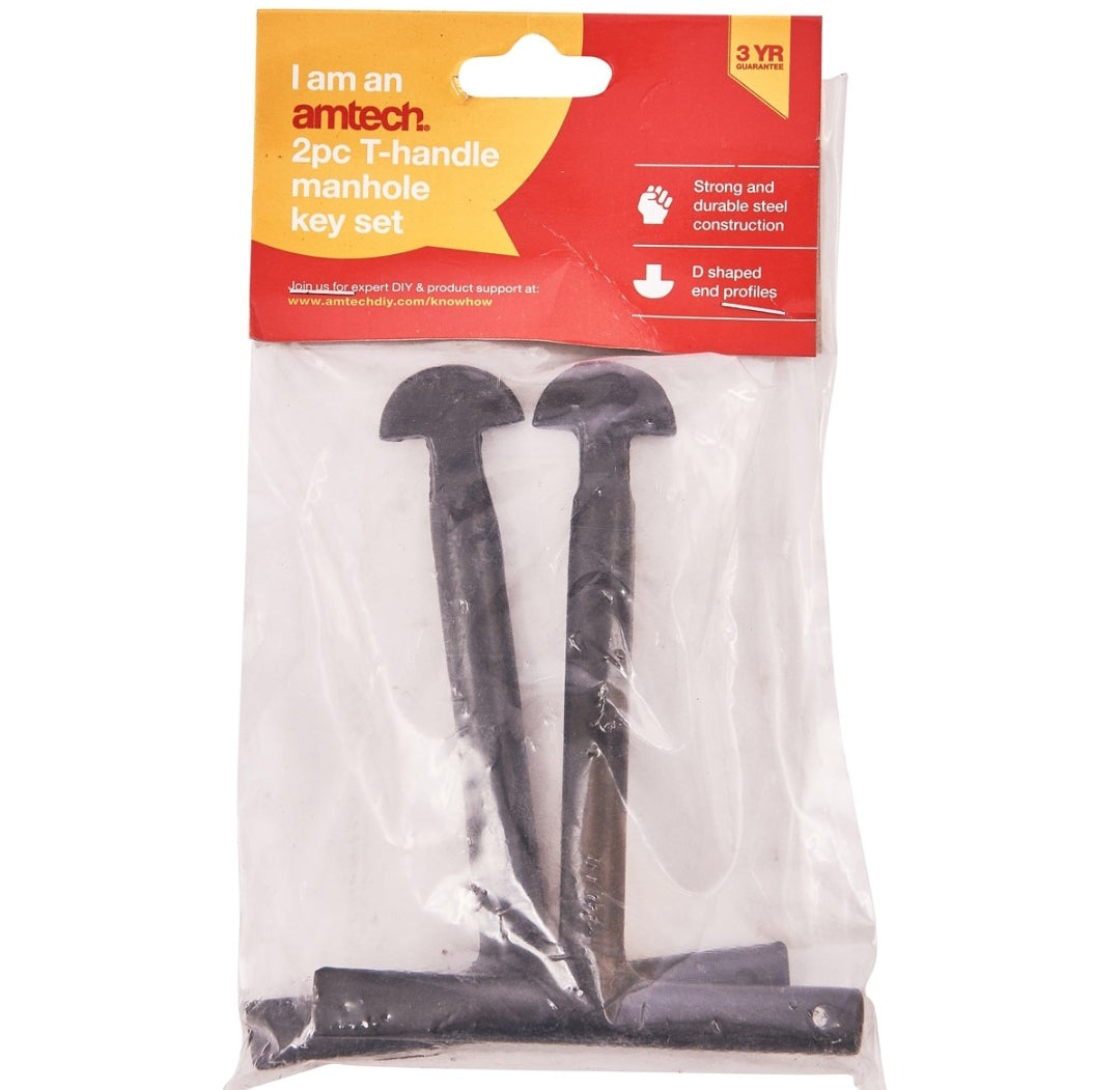 Amtech 2 Piece T-handle manhole key set