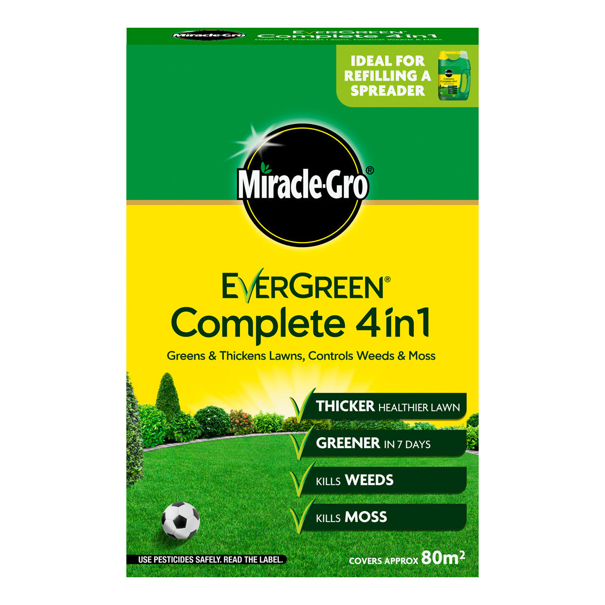 Miracle Gro Evergreen Complete Engrais pour Gazon 4 en 1 Boîte de Recharge - 80m² 2,8kg