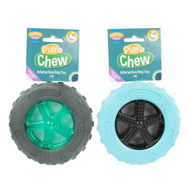 Play & Chew TPR Interactive Tyre Dog Assorted