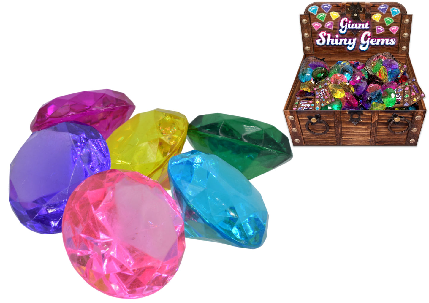 6pcs 4cm Shiny Gems In Net Bag In Display Box