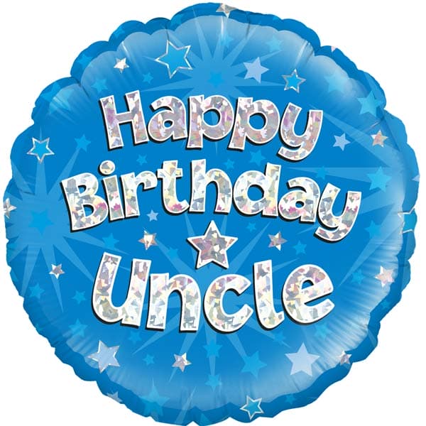 Ballon en aluminium holographique "Joyeux Anniversaire Oncle" de 45 cm